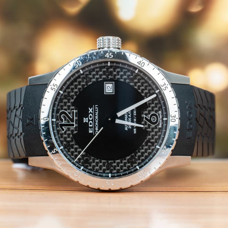 Edox Chronorally 1 Black Dial Automatic Watch-Hover-Image
