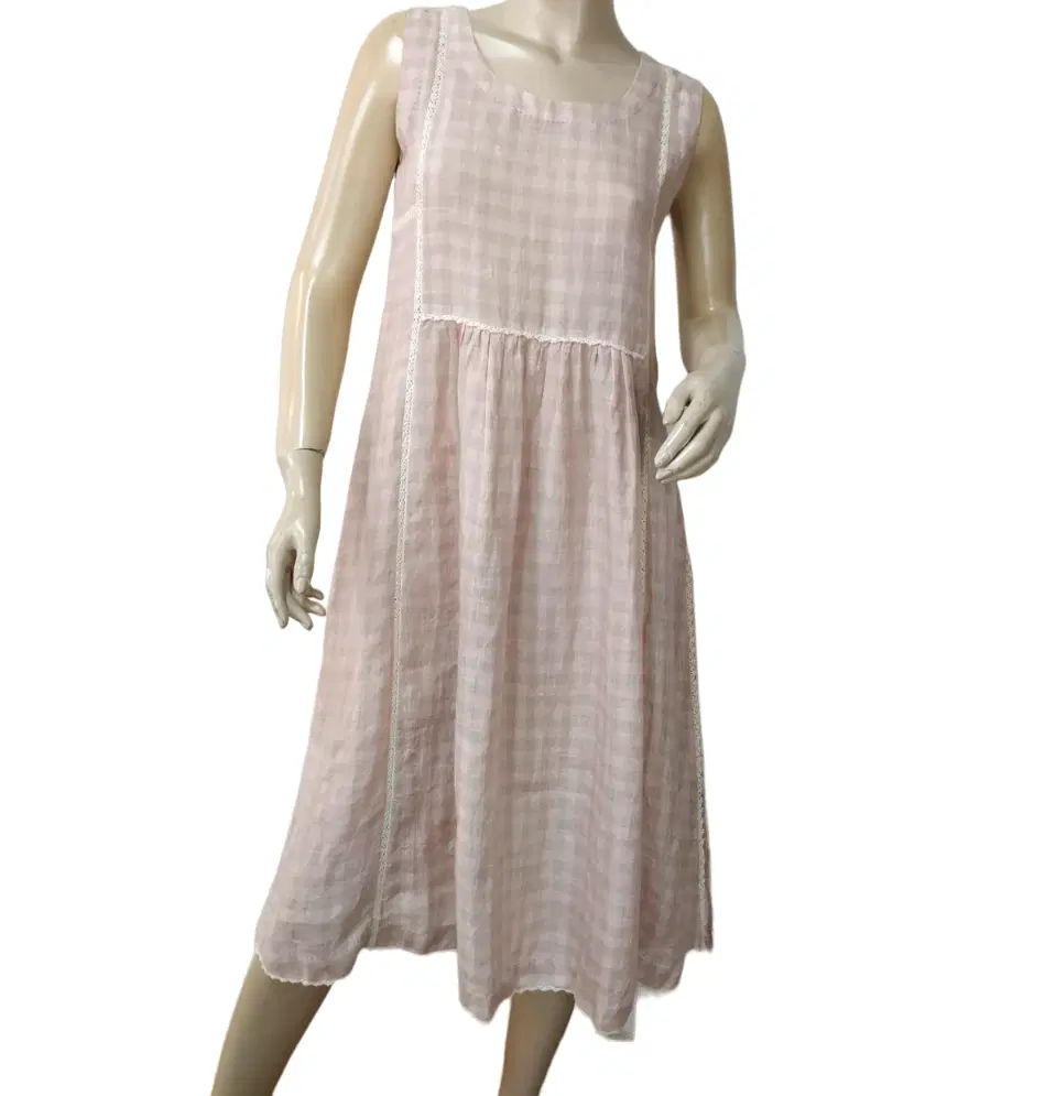 Eka Pink & Grey Linen Dress