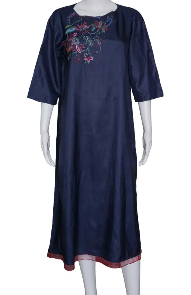 Eka Round Neck Blue Dress