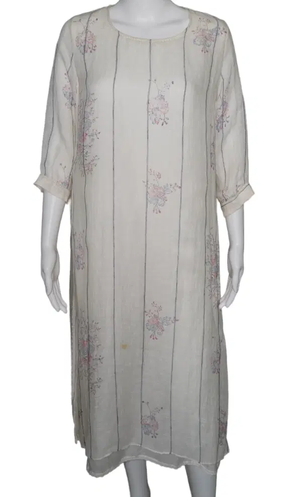 Eka Round Neck Full Sleeve White Dress-Hover-Image