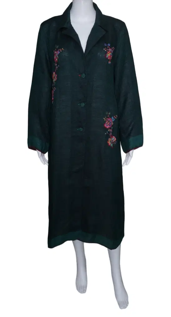 Eka Embroidered Green Dress-Hover-Image
