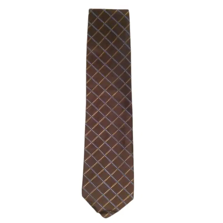 Etro Silk Brown Check Pattern Tie-Hover-Image