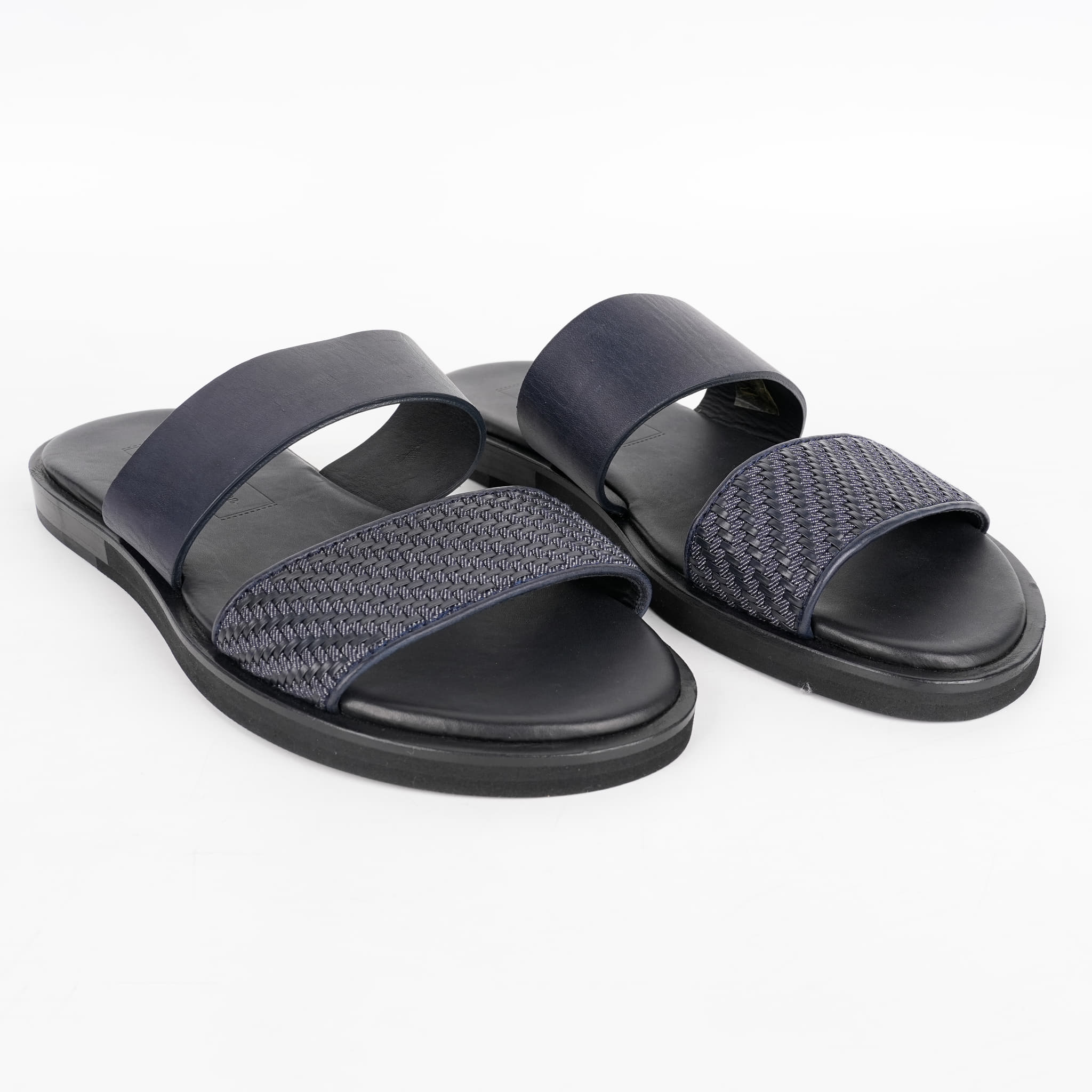 UK 7 - Ermenegildo Zegna Pelle Tessuta Leather Sandals