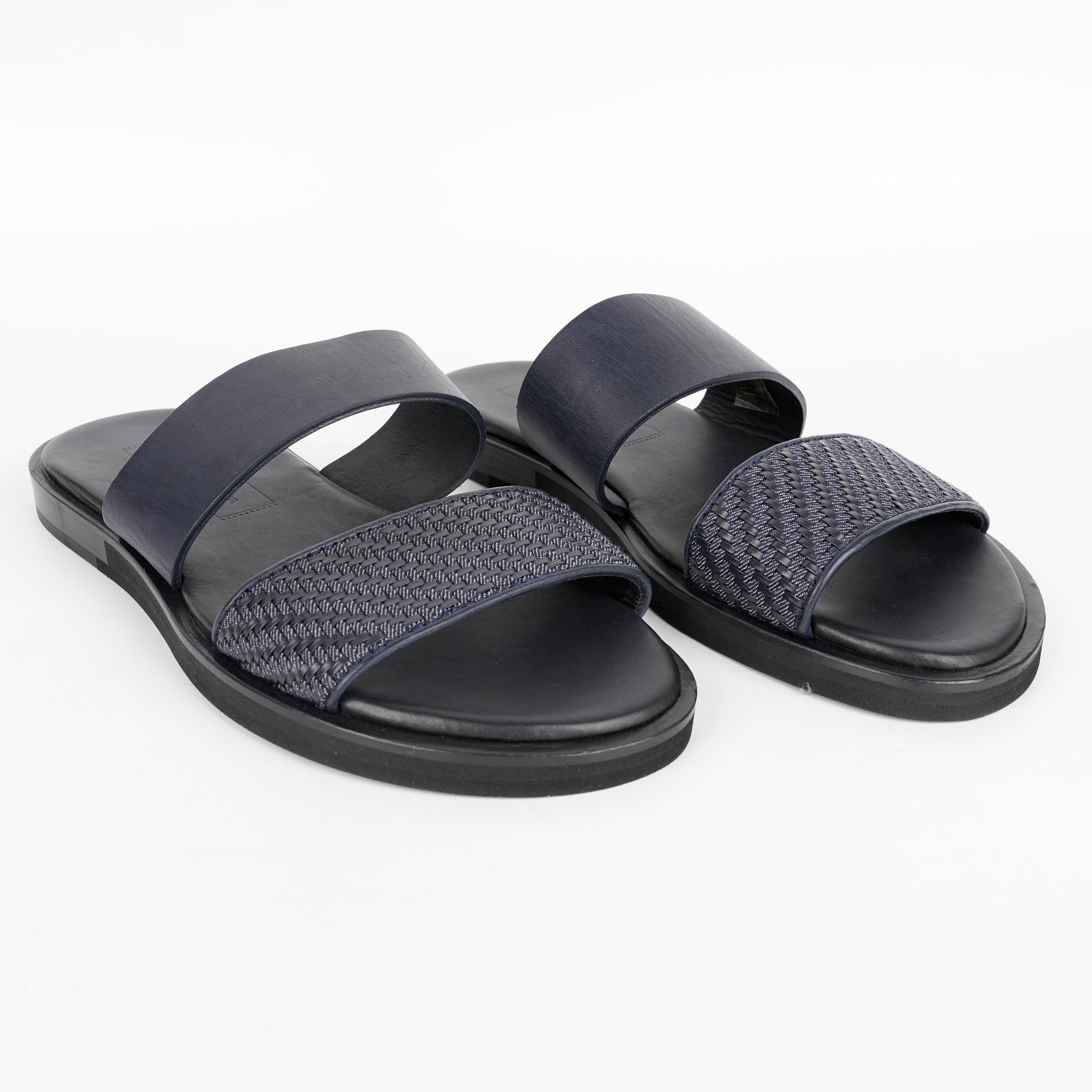UK 7 - Ermenegildo Zegna Pelle Tessuta Leather Sandals