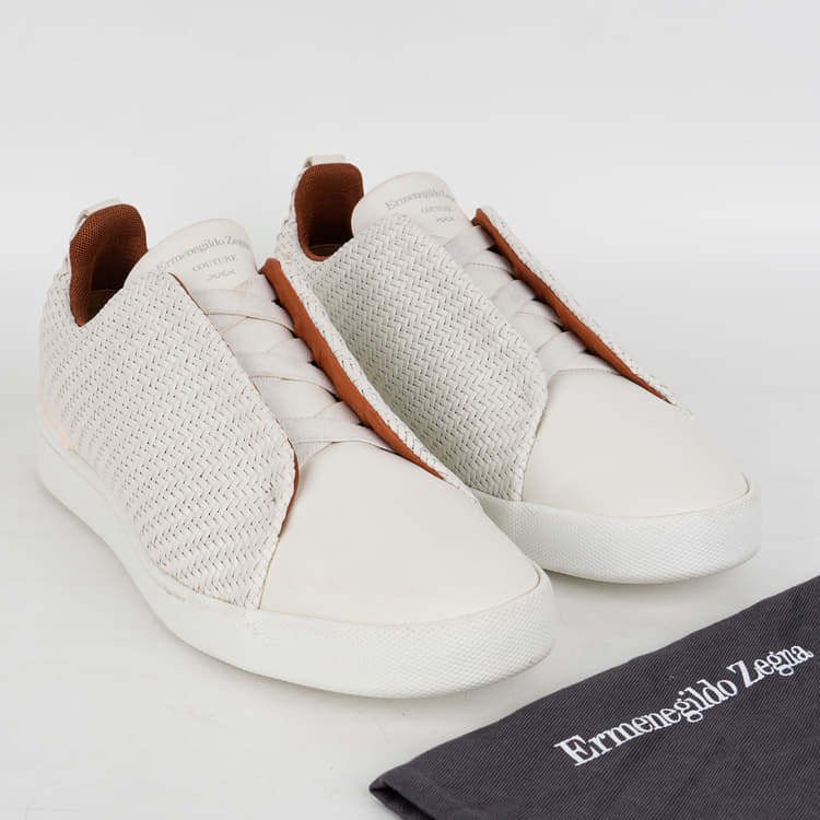 Size UK 7 - Zegna Pelle Tessuta Triple Stitch Low-Top Slip-On Sneakers-Hover-Image