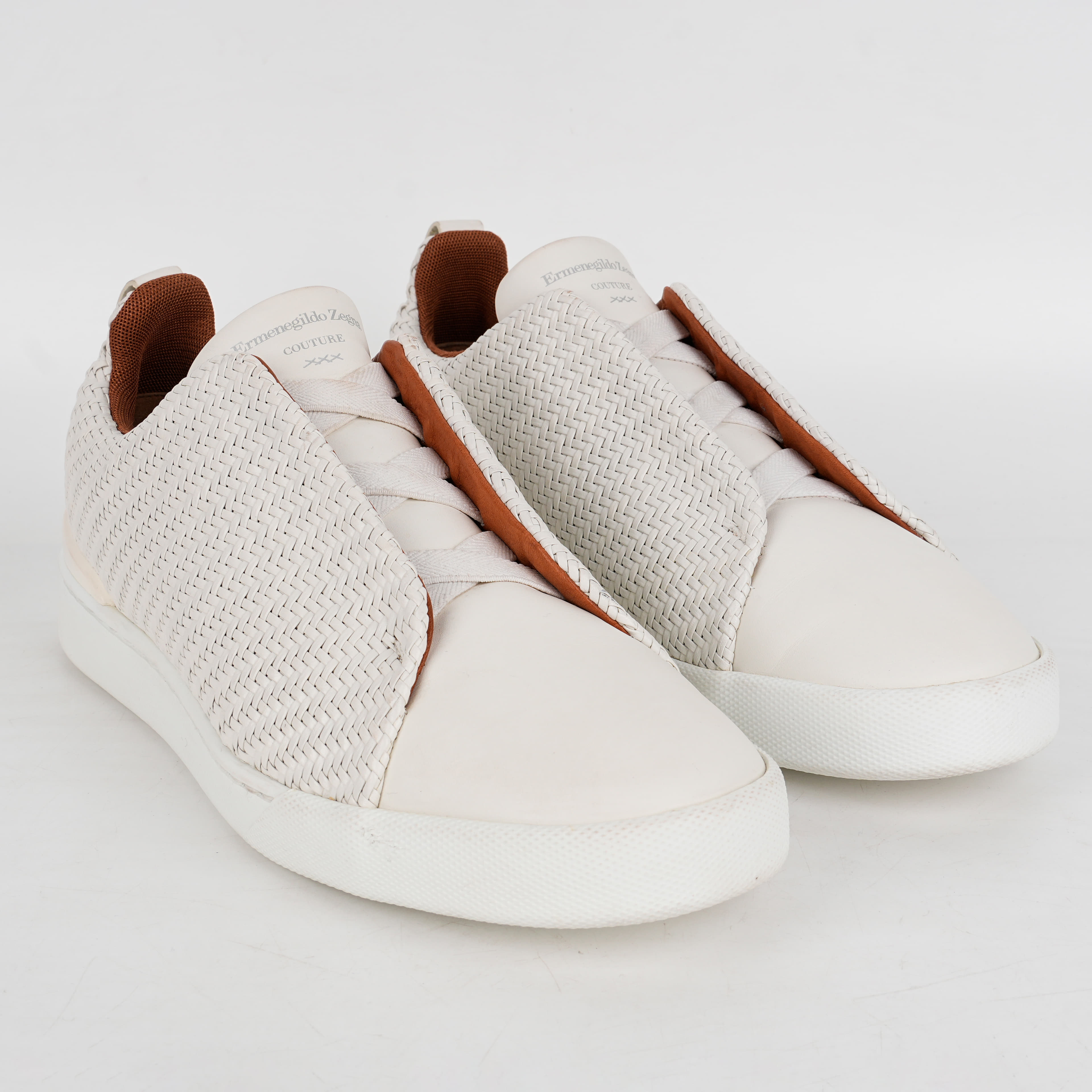 Size UK 7 - Zegna Pelle Tessuta Triple Stitch Low-Top Slip-On Sneakers
