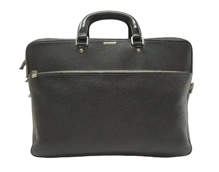 Ermenegildo Zegna Black Leather Laptop Briefcase