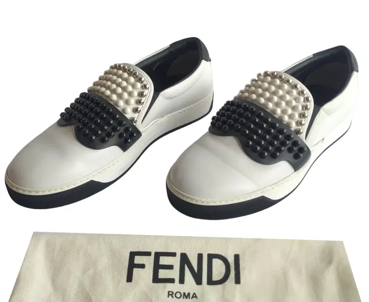 Size 6 - Fendi Karlito Studded Leather Slip On Sneakers-Hover-Image