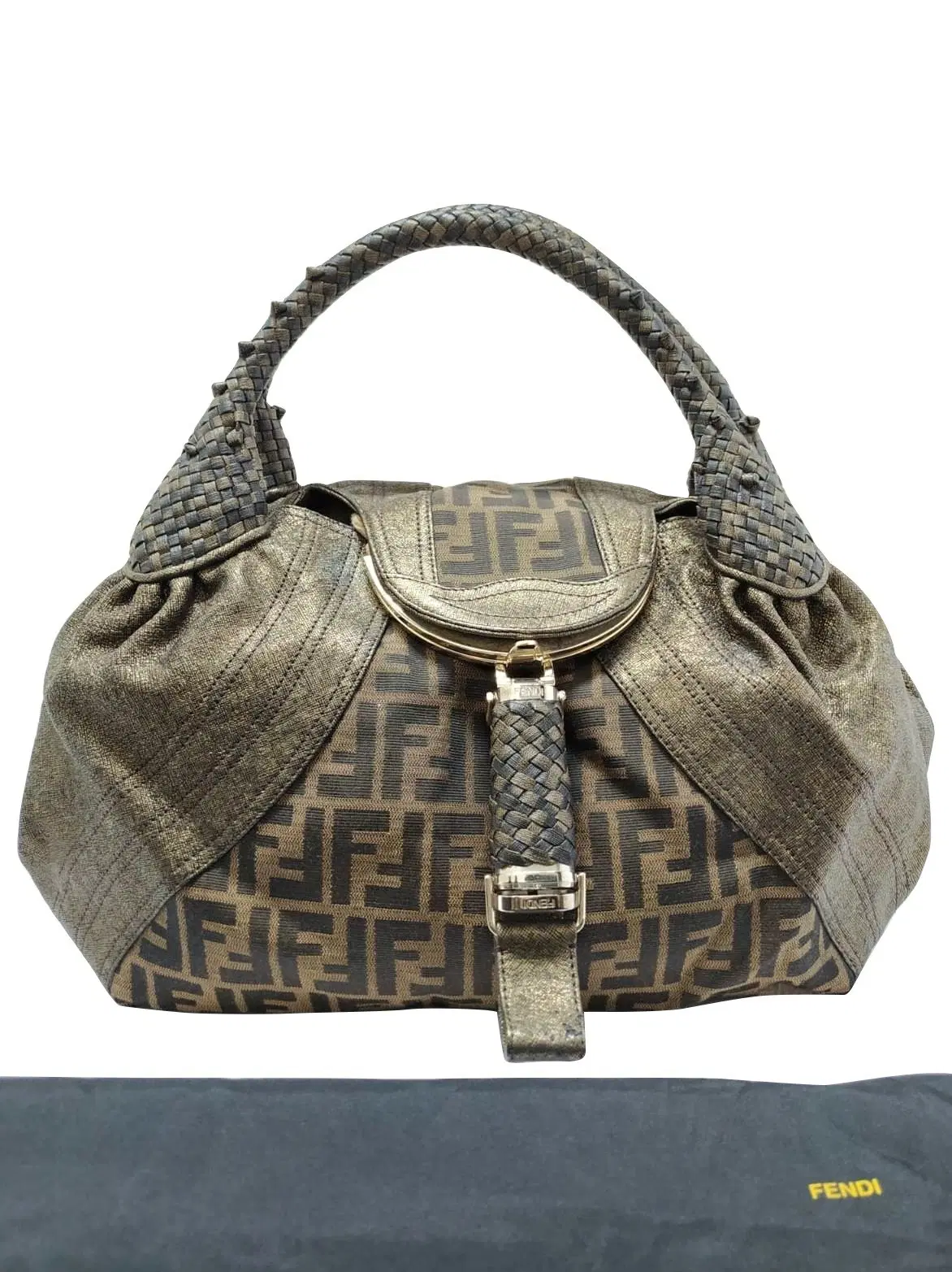Fendi Tobacco Zucca Canvas And Leather Spy Bag