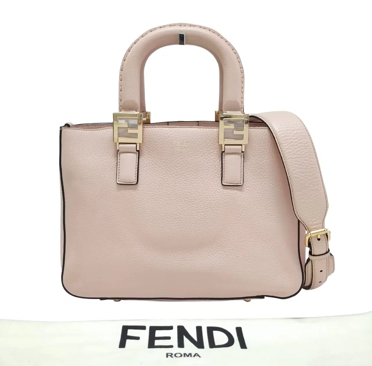 Fendi FF Logo Leather Shopper Bag