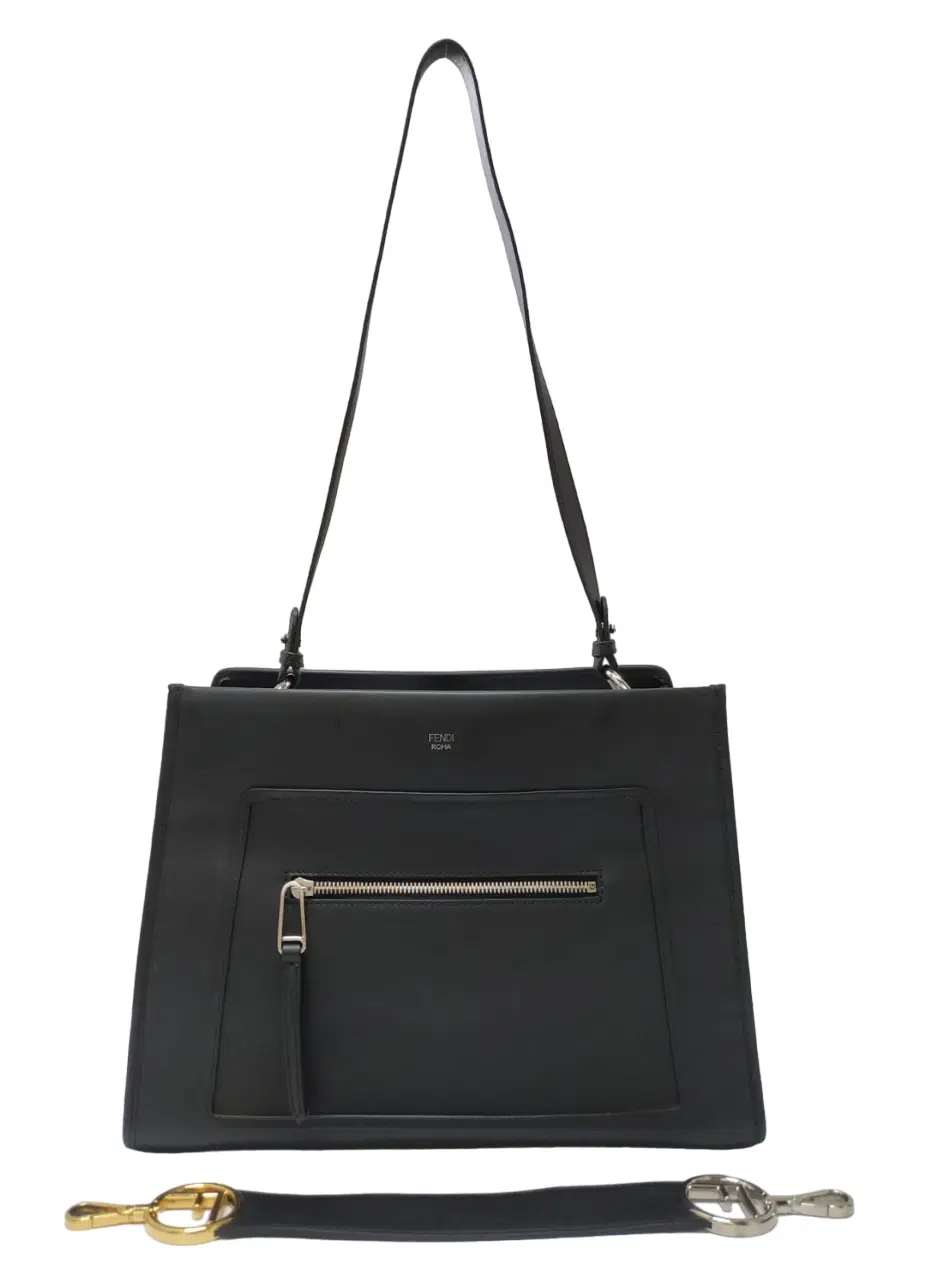 Fendi Black Leather Runaway Tote