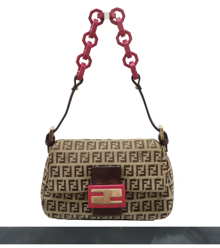 Fendi Zucchino Pink Mini Mama Acrylic Chain Baguette Bag-Hover-Image