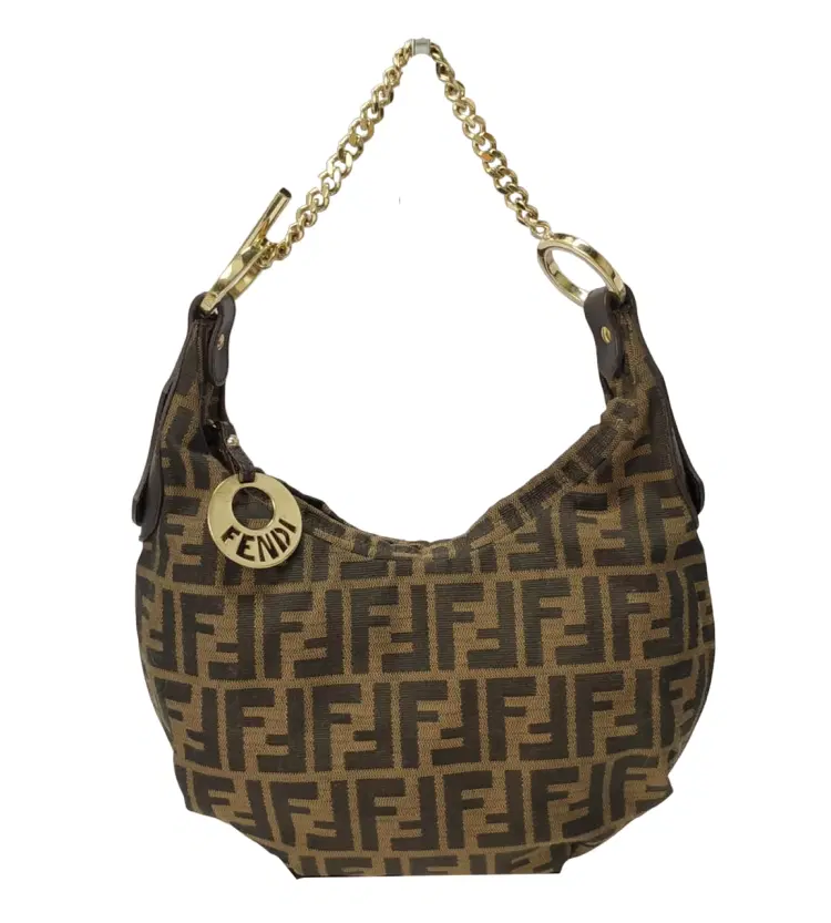 Fendi Zucca Canvas and Leather Chef Chain Link Hobo Bag-Hover-Image