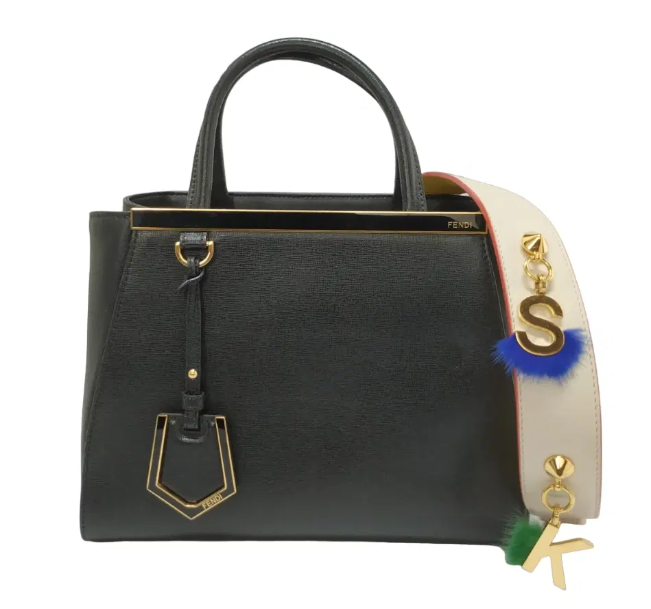 Fendi Black Vitello Leather Petite Sac 2jours Elite Tote