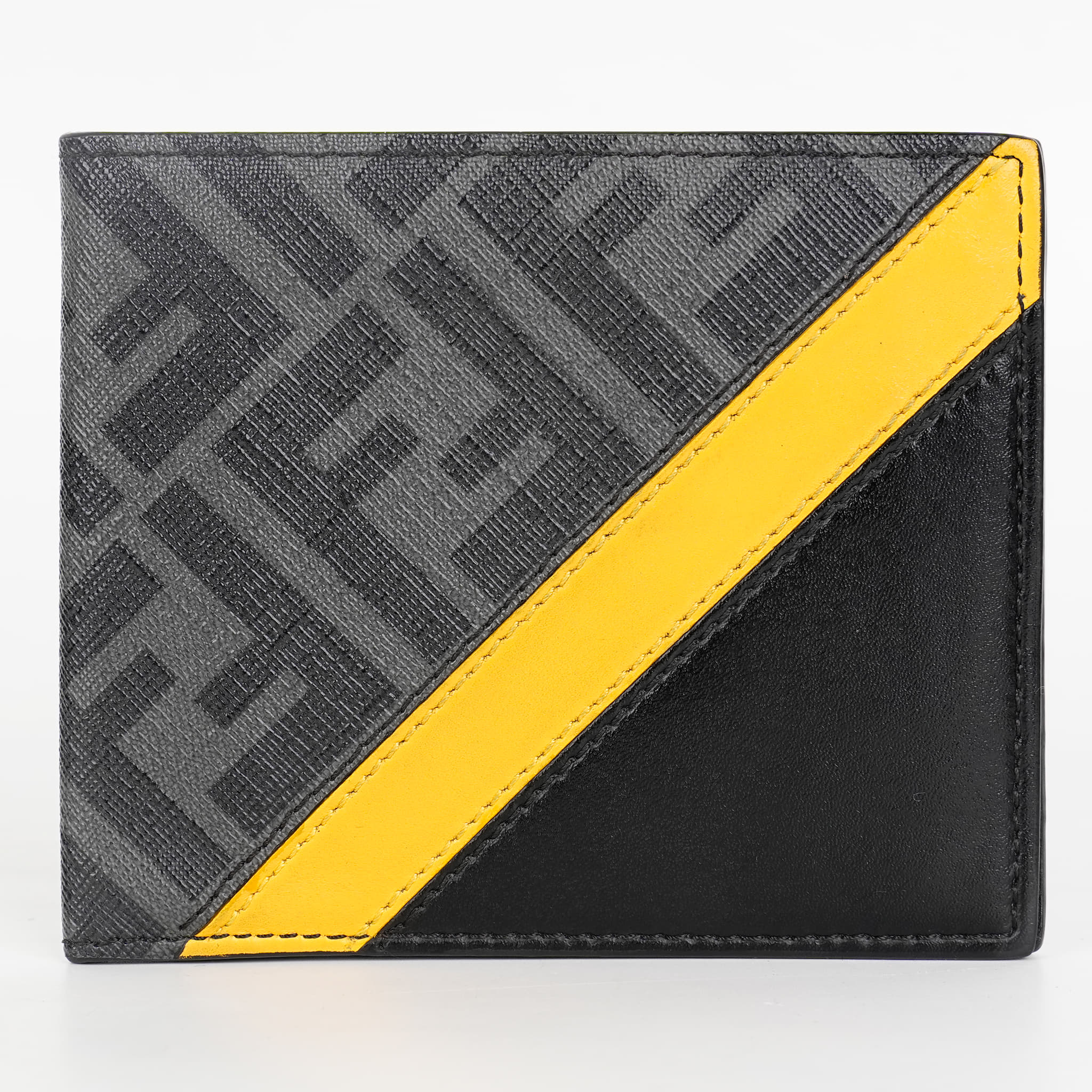 Fendi Diagonal Grey Fabric Bi-fold Wallet