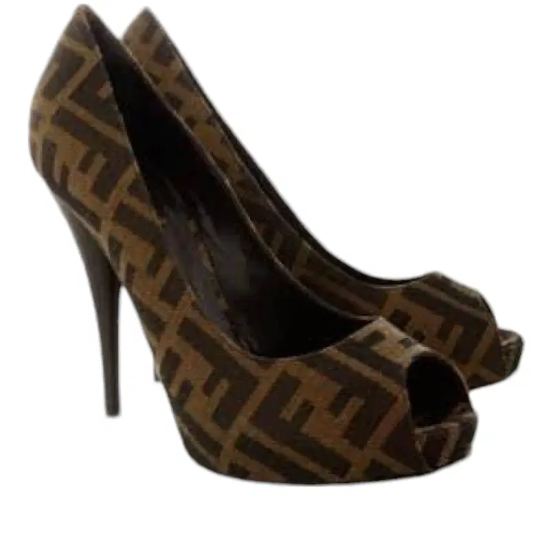 Fendi Spuntata Zucca Tabacco Peep Toes