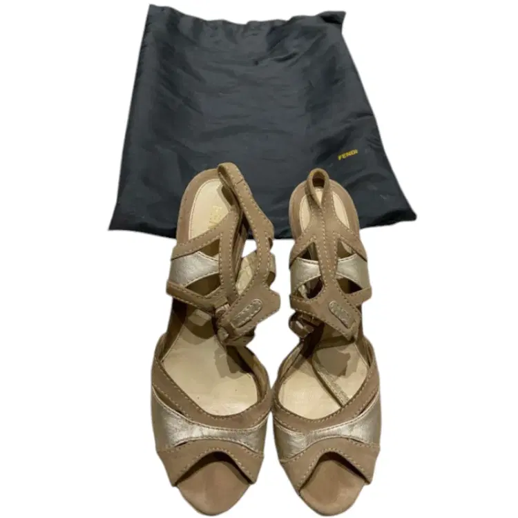 Fendi Suede And Leather Strap Sandals-Hover-Image