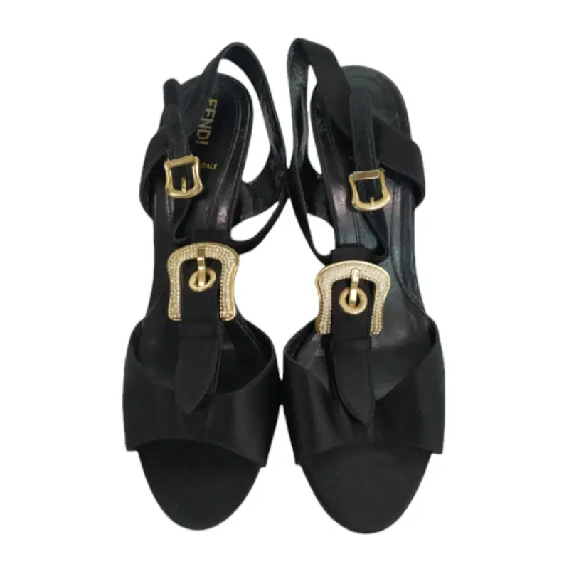 Fendi Satin Crystal Buckle Sandal