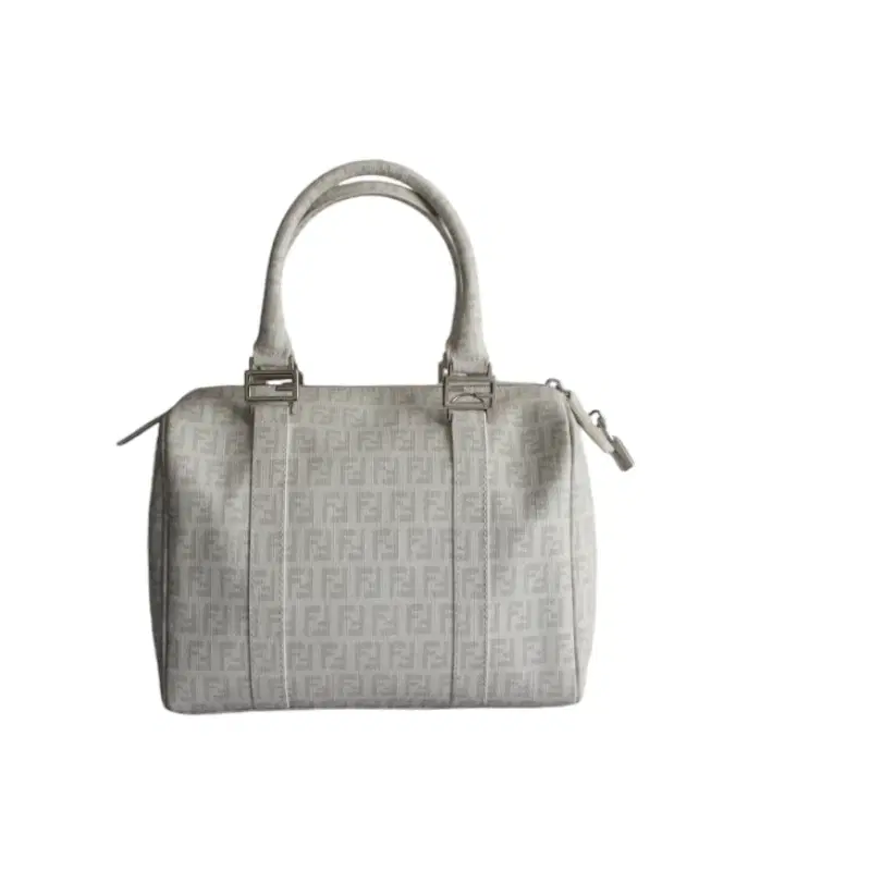 Fendi White Zucca Spalmati Boston Bag
