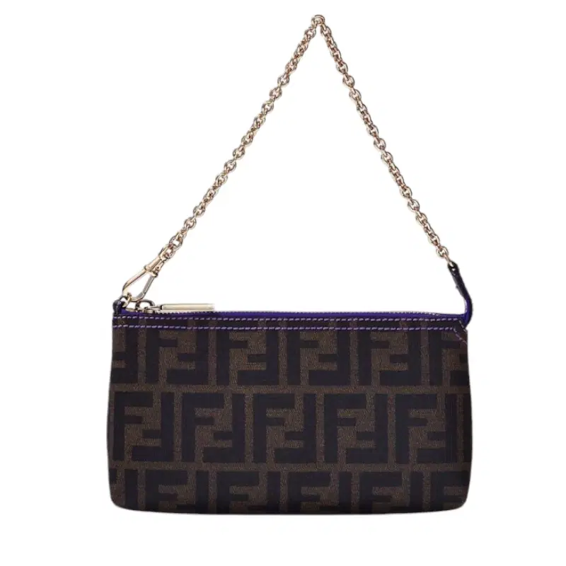 FENDI Zucca Pochette with Purple Detailing