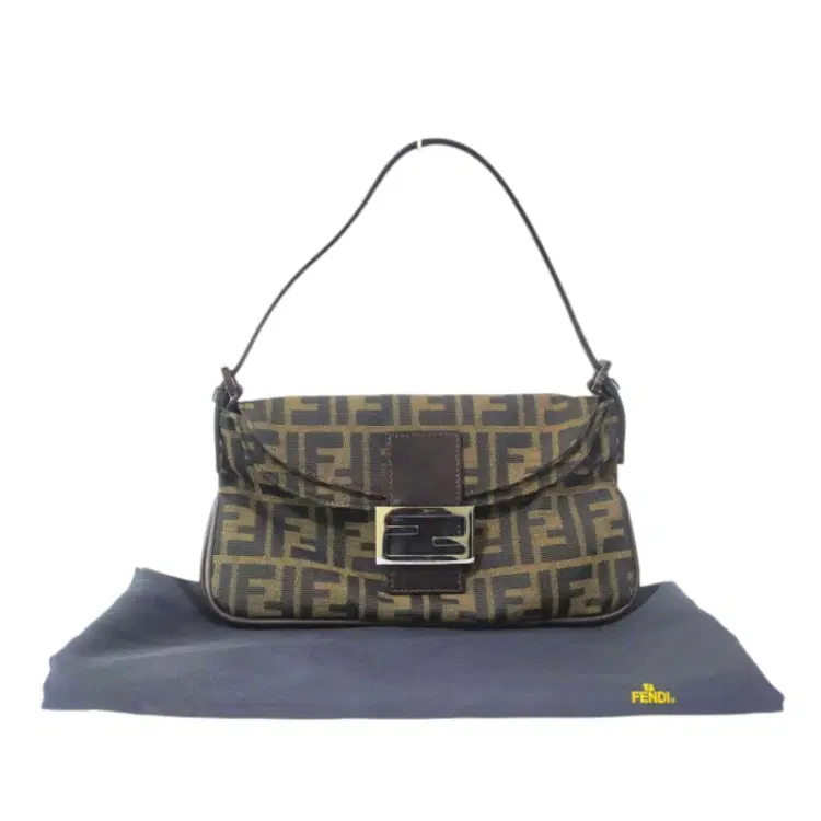 Fendi Zucca Monogram Flap Over Canvas Shoulder Bag-Hover-Image