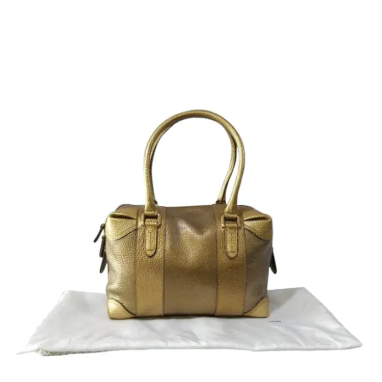 Fendi Gold Pebbled Leather Media Boston Bag-Hover-Image