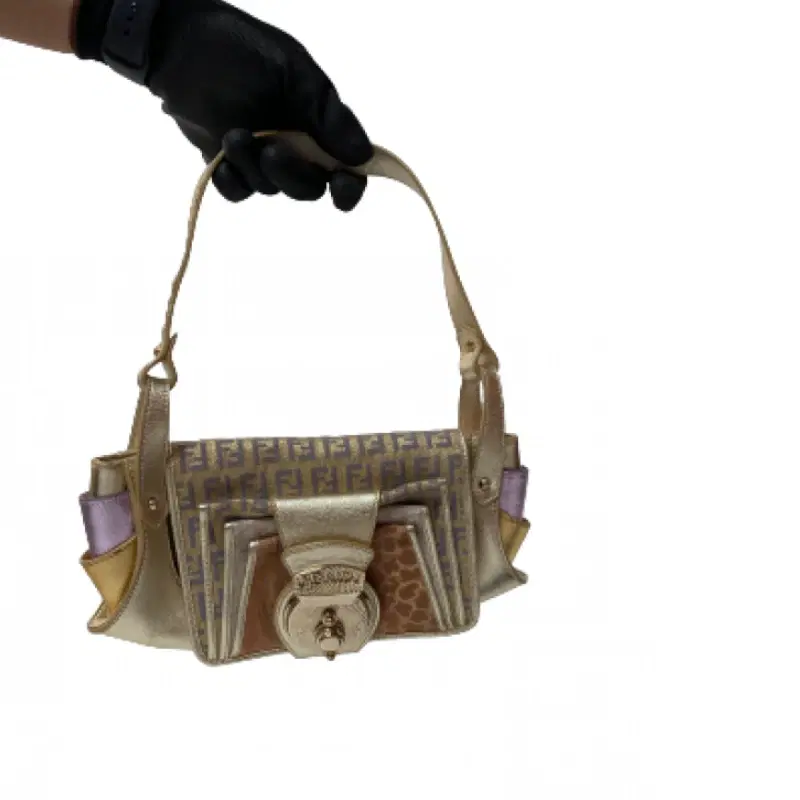 Fendi Zucchino Canvas Compilation Shoulder Bag