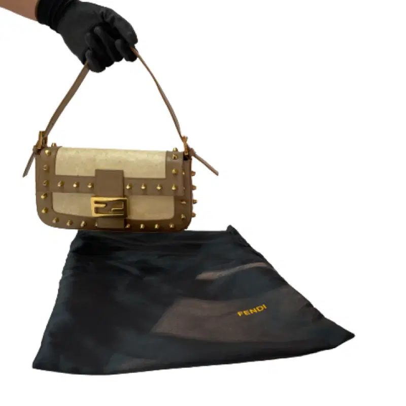 Fendi Studded Baguette Shoulder Bag