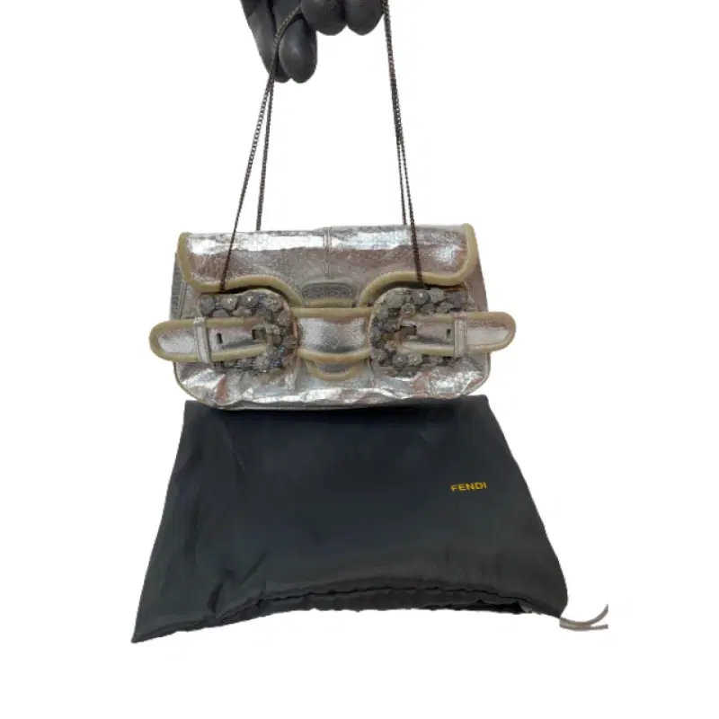 Fendi Metallic Mini B Evening Clutch