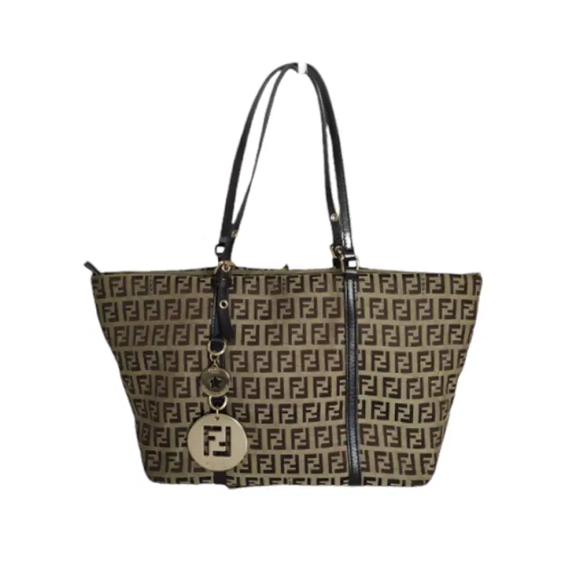 Fendi Tobacco Zucchino Print Canvas Shopping Tote