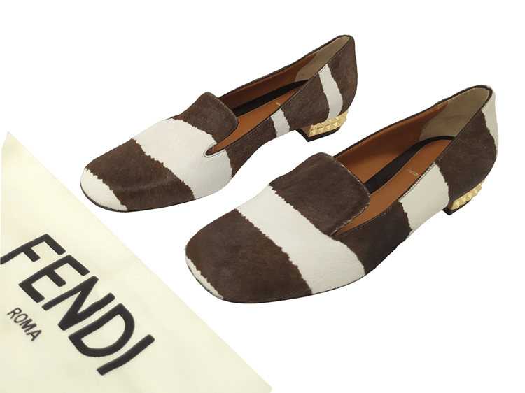 Fendi Zebra Print Animal Hair Ballet Flats-Hover-Image