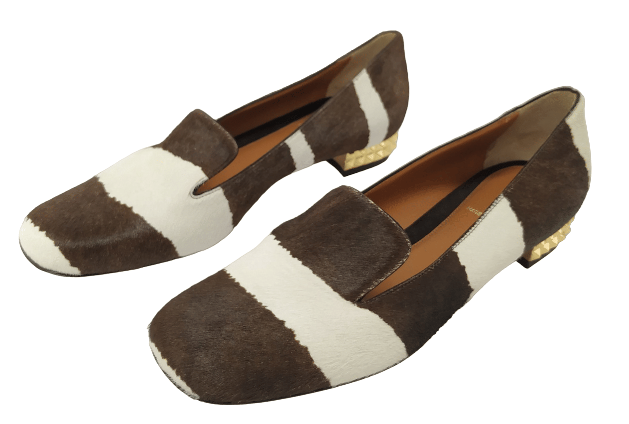 Fendi Zebra Print Animal Hair Ballet Flats