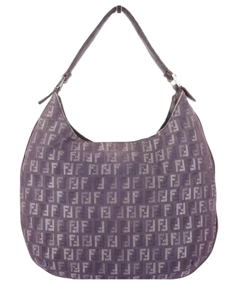 Fendi Zucchino Fabric and Leather Hobo Bag-Hover-Image