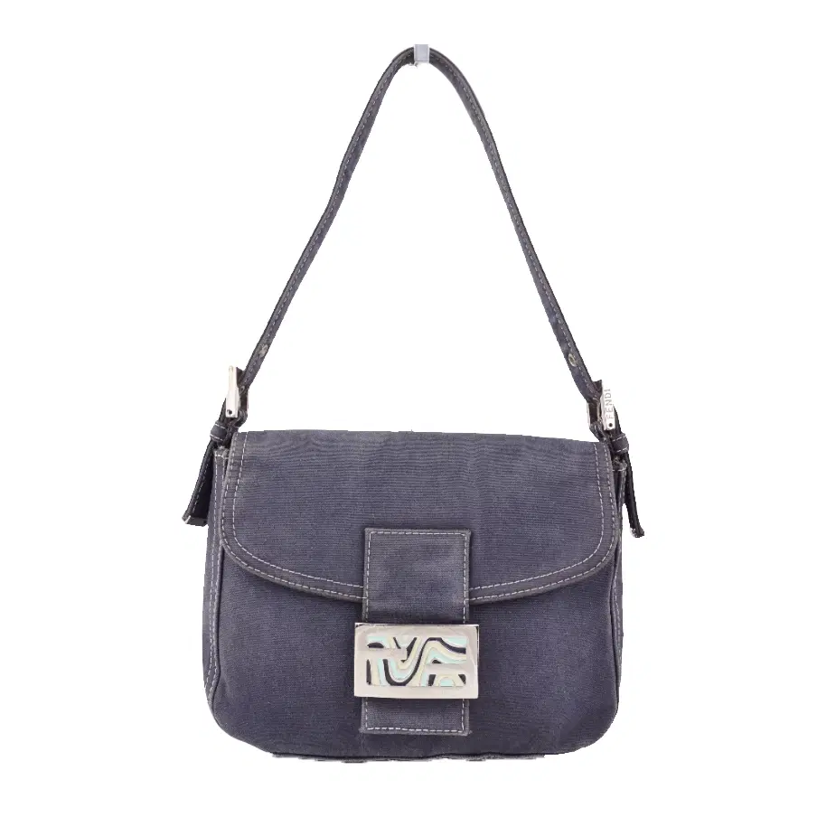Fendi Vintage FF Enamel Logo Cloth Shoulder Bag (Refurbished)