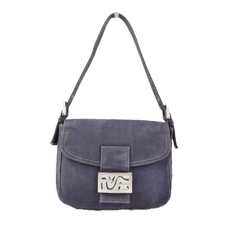 Fendi Vintage FF Enamel Logo Cloth Shoulder Bag (Refurbished)-Hover-Image