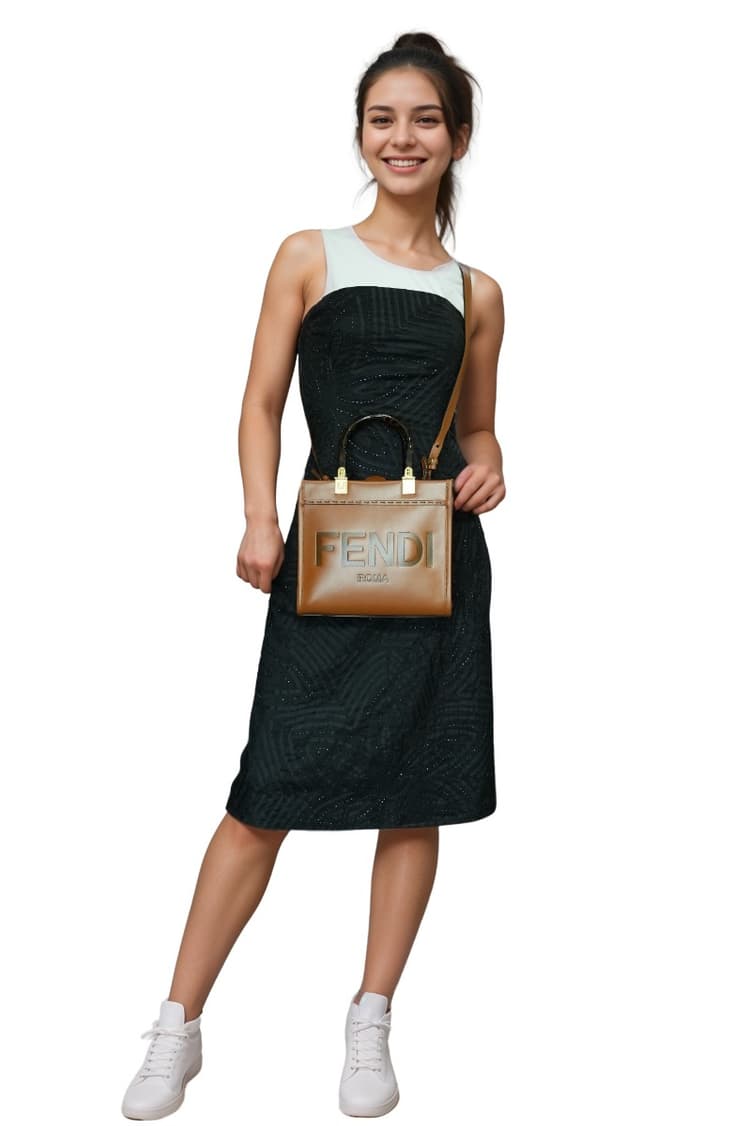 Fendi Sunshine Small Brown Leather Shopper-Hover-Image