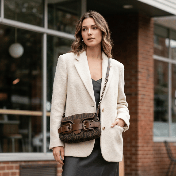 Fendi Zucca Canvas B Bis Shoulder Bag-Hover-Image