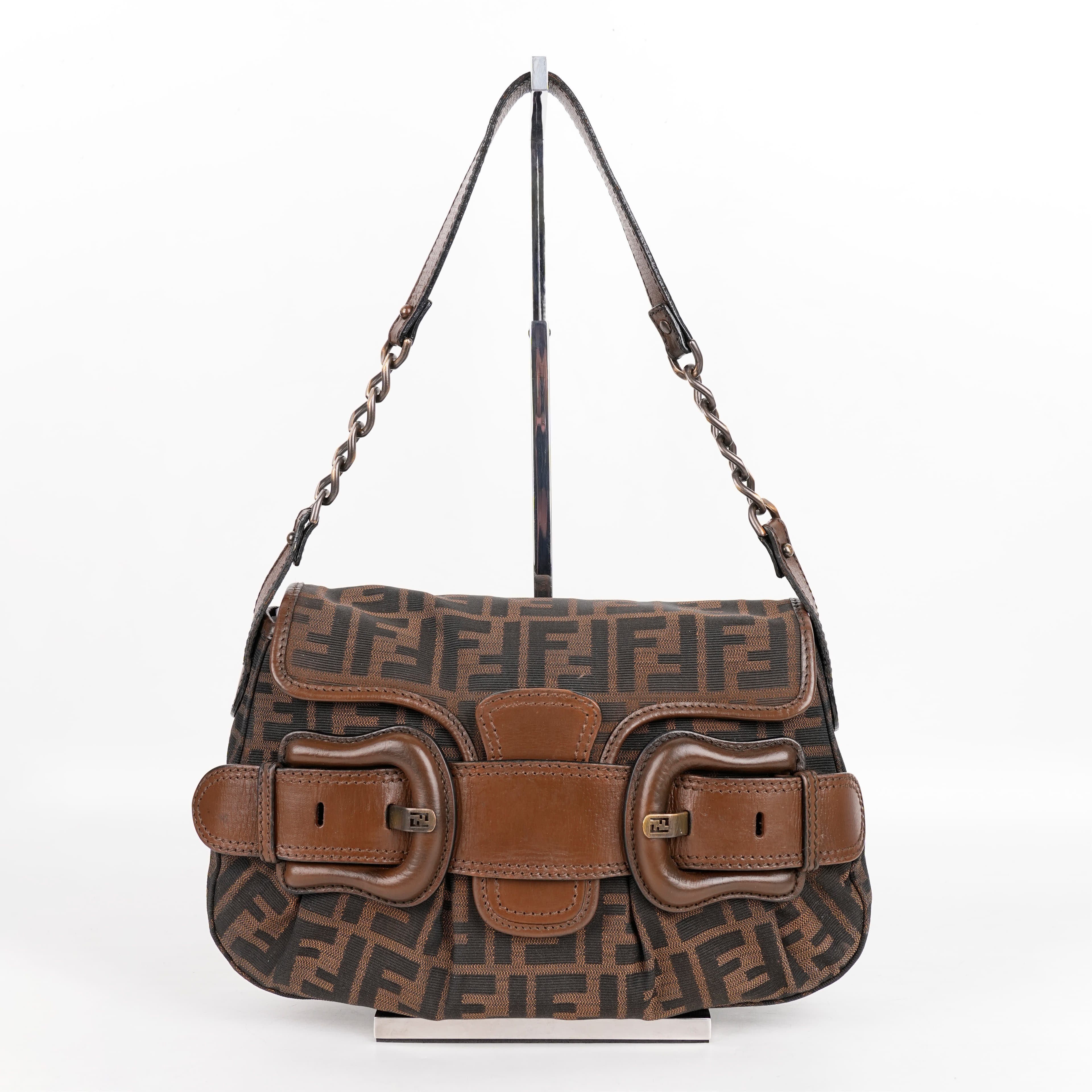 Fendi Zucca Canvas B Bis Shoulder Bag