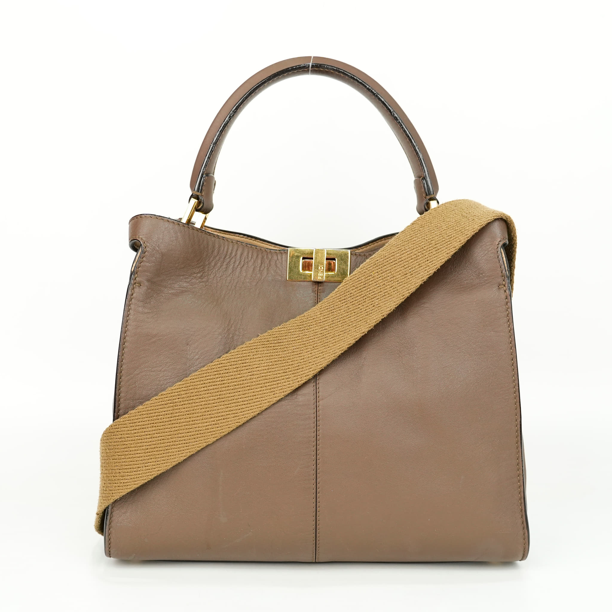 Fendi Peekaboo X-Lite Leather Top Handle Bag