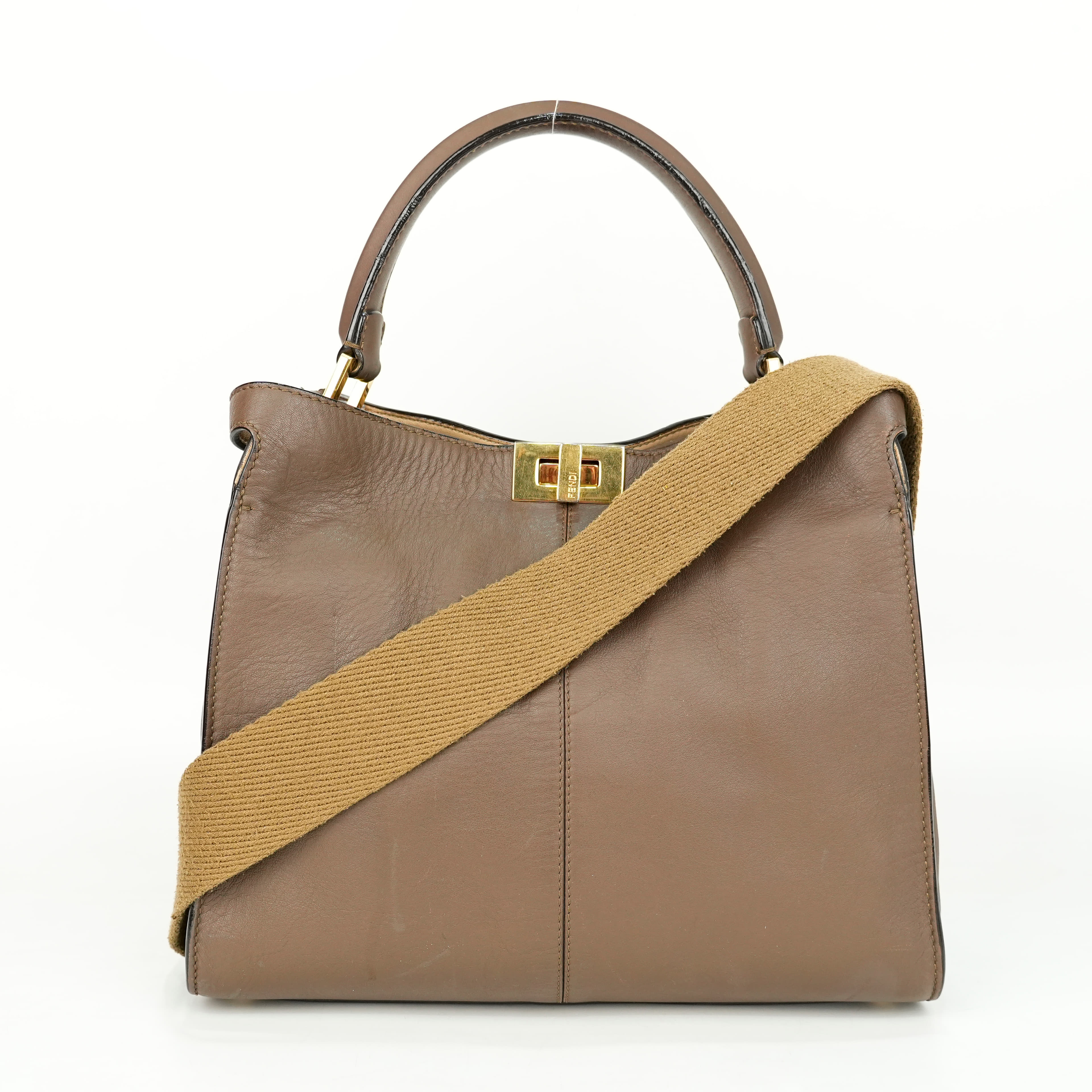 Fendi Peekaboo X-Lite Leather Top Handle Bag