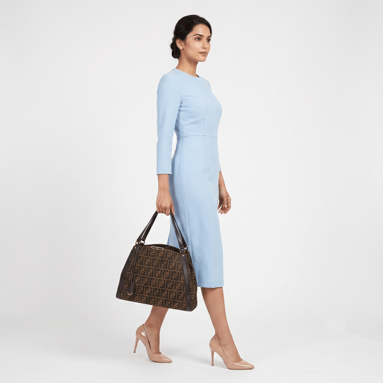 Fendi Tobacco Zucca Canvas Shopping Tote-Hover-Image