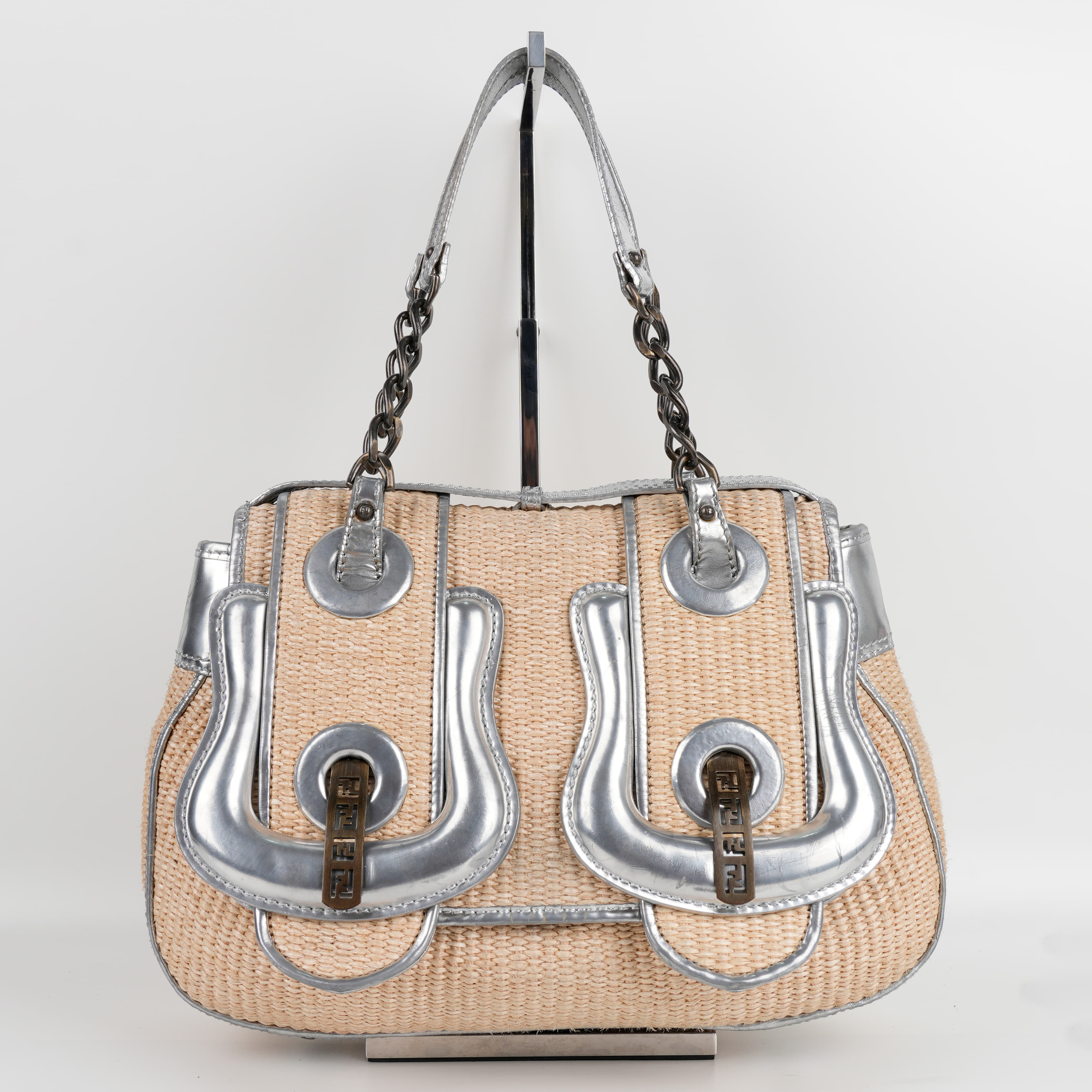 Fendi Canvas B Bag Silver/Beige Bag