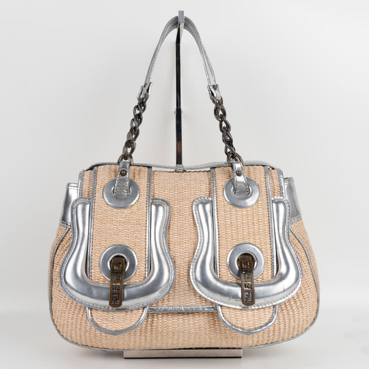 Fendi Canvas B Bag Silver/Beige Bag-Hover-Image