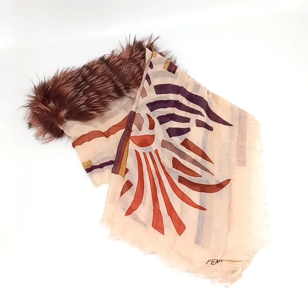 Fendi fur-trimmed shawl and scarf