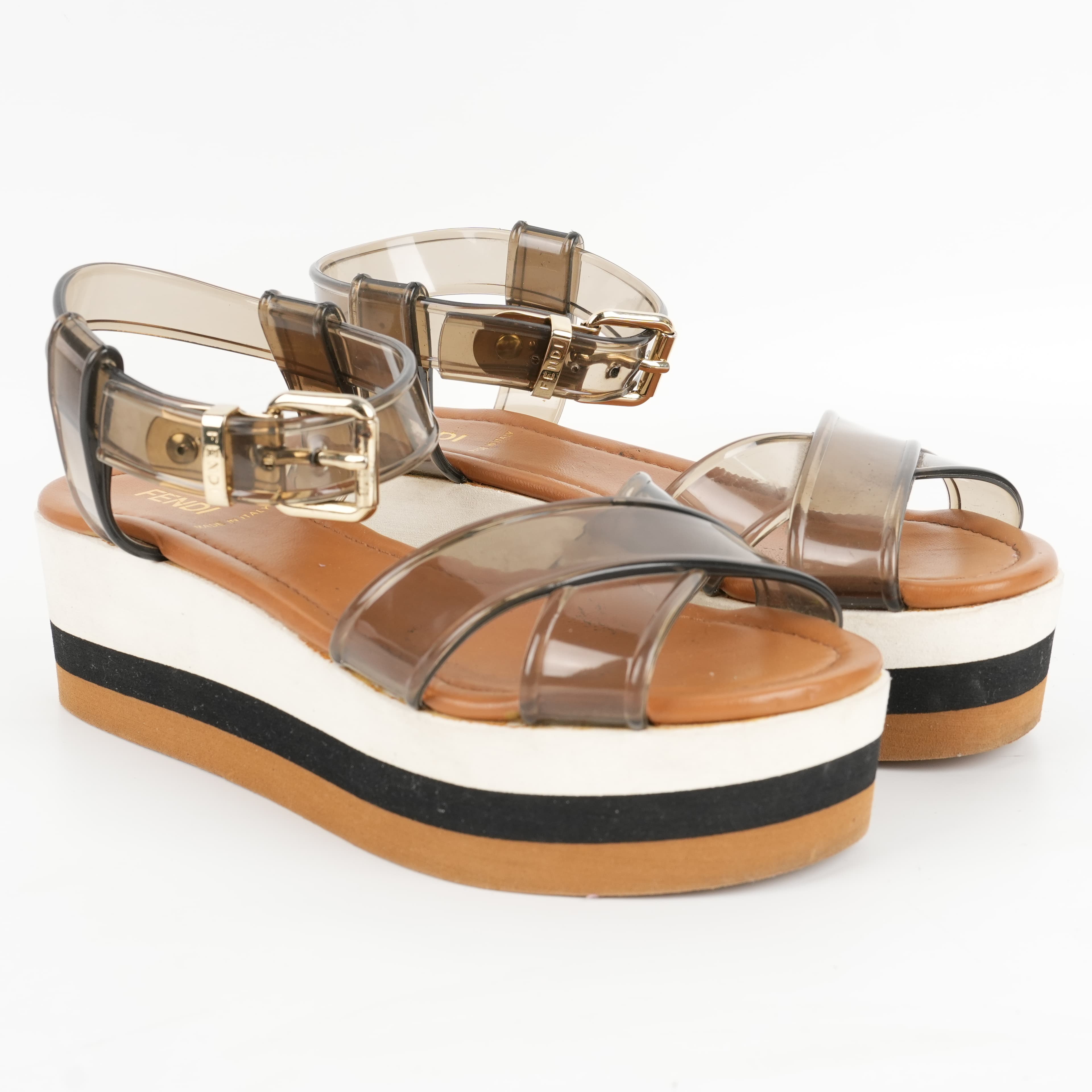 Size 35 - Fendi Hydra Jelly Crisscross Platform Sandal