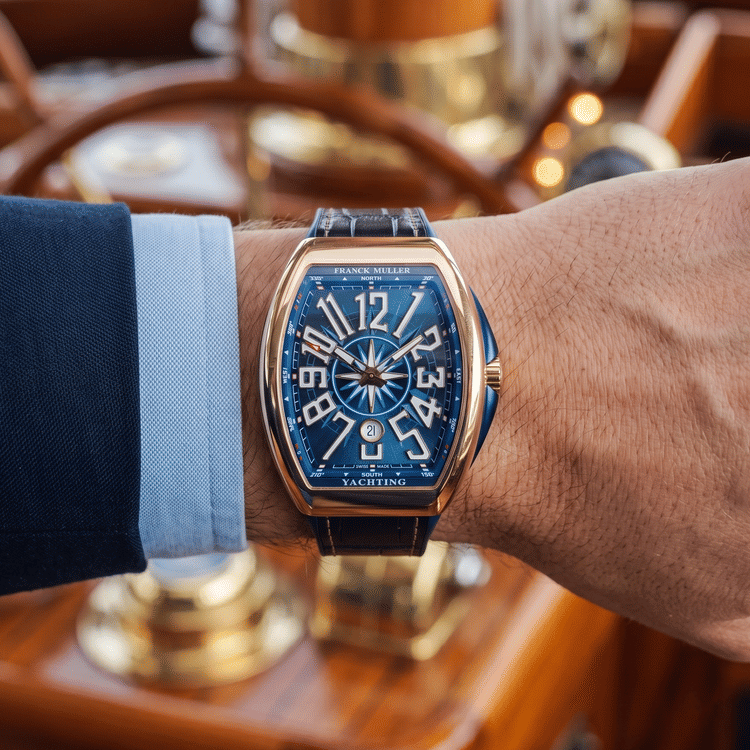 Franck Muller Vanguard Yachting 45 MM Blue Dial Rose Gold Automatic Watch V 45 SC DT 5N BL-Hover-Image