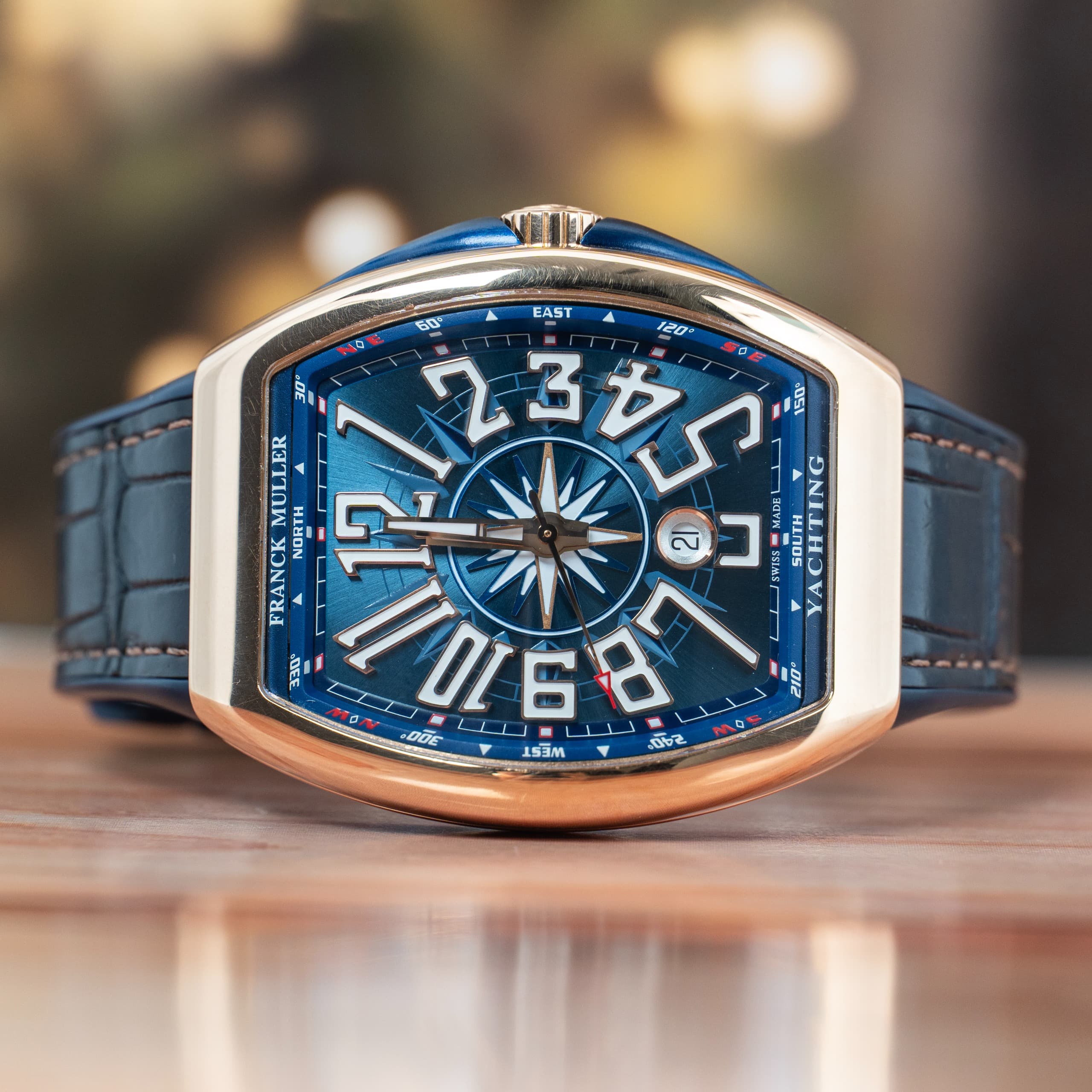 Franck Muller Vanguard Yachting 45 MM Blue Dial Rose Gold Automatic Watch V 45 SC DT 5N BL