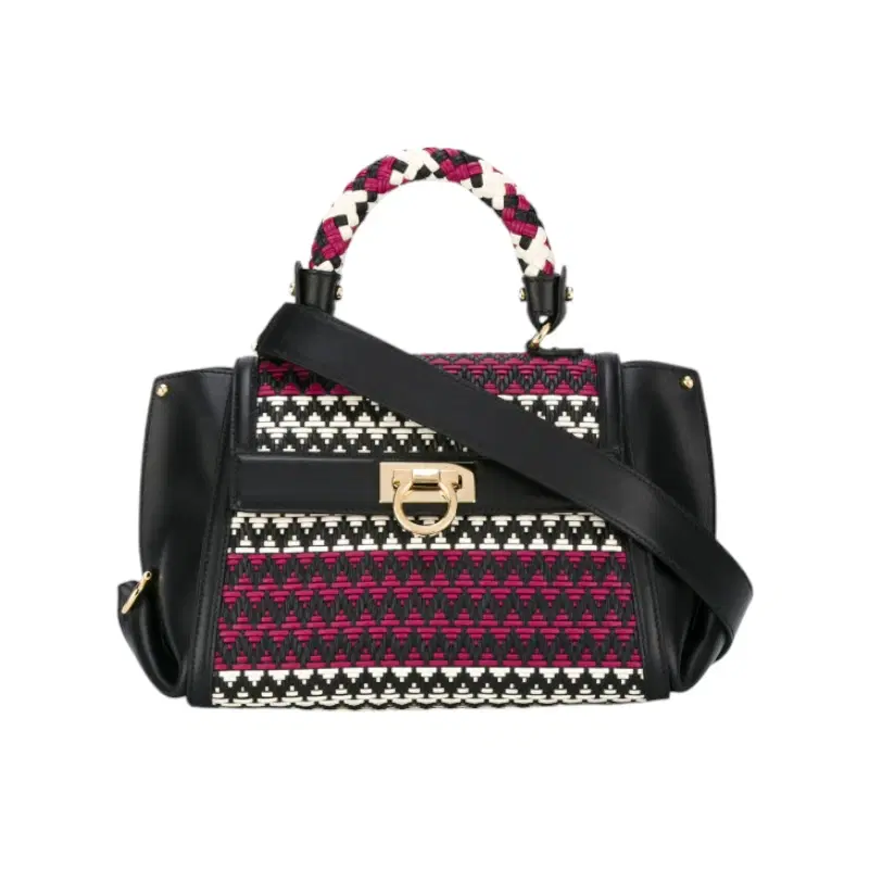 Salvatore Ferragamo Red Zig-Zag Pattern Tote