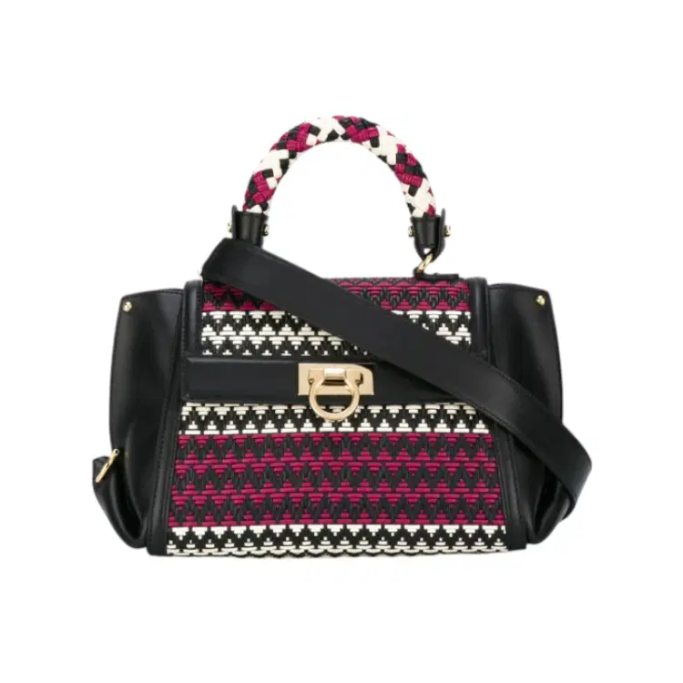 Salvatore Ferragamo Red Zig-Zag Pattern Tote-Hover-Image