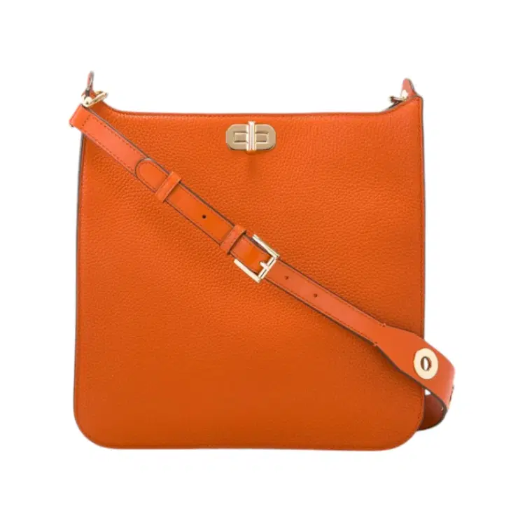 Michael Kors Orange Logo Plaque Shoulder Bag-Hover-Image